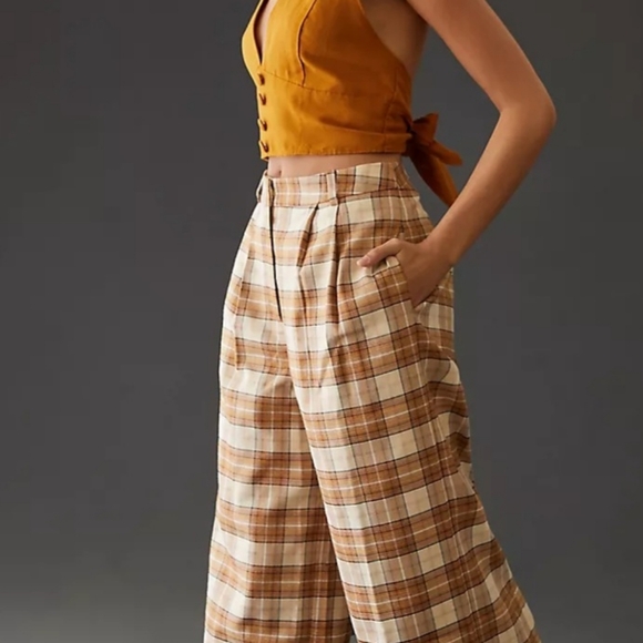 NWT Hutch plaid wide-leg trousers Anthropologie - Picture 5 of 8